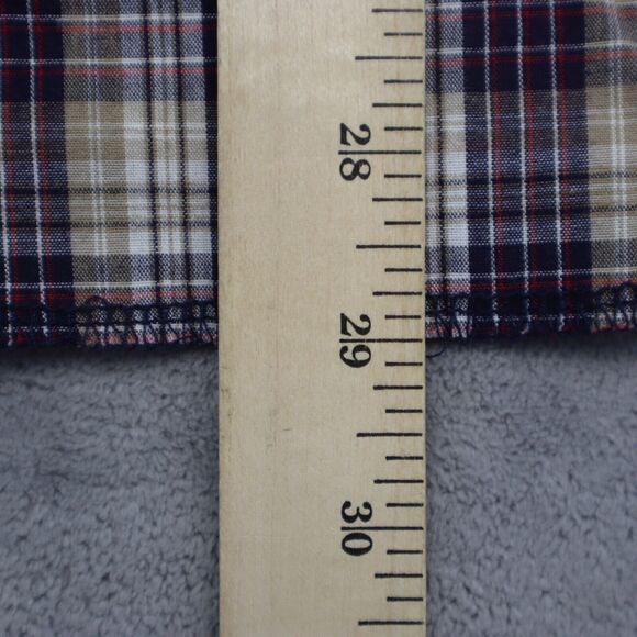 Wrangler Shirt Mens Medium Blue Red Plaid Pearl Snap Western Workwear Button Up - Picture 4 of 14